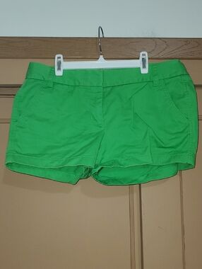 J. Crew Bright Green High-Waist Cotton Shorts